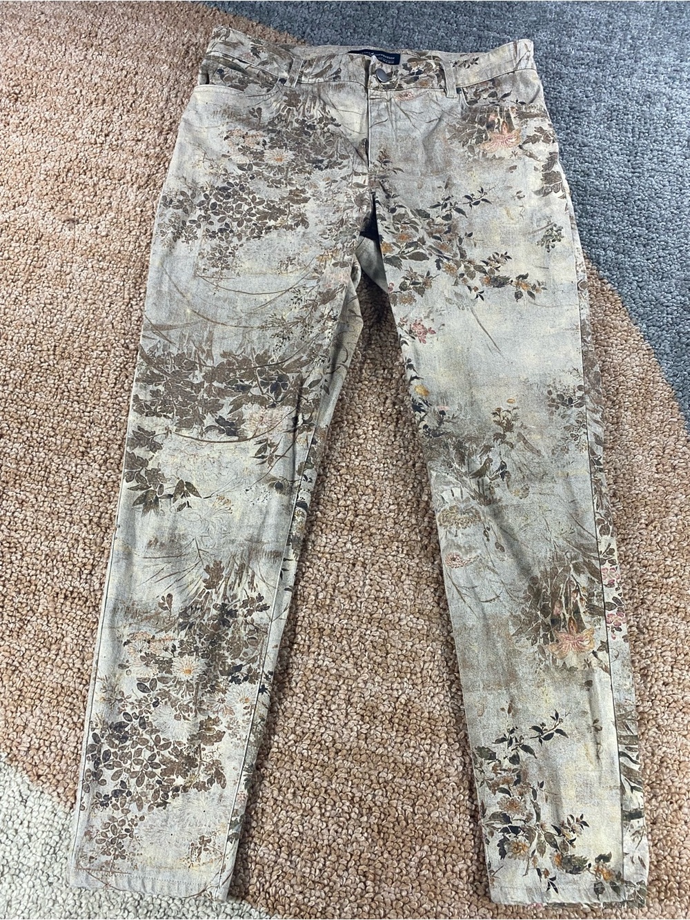 Peruvian Connection Women's Floral Abstract Pants Earthy Granola Girl 10